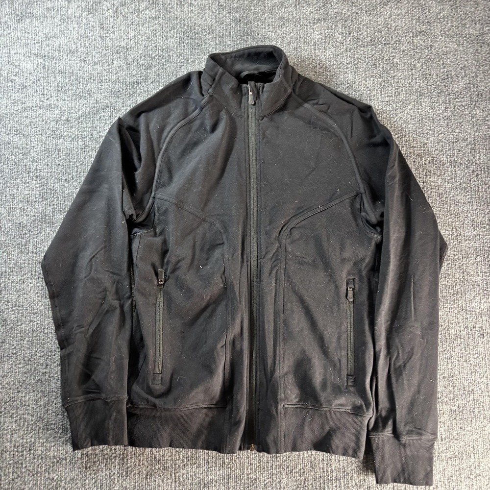Lululemon Jacket Mens Small Black Track Full Zip Zipper Pockets Gym Running